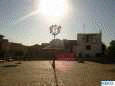 Farola en medio de la plaza  en Cilleros, Sierra de Gata