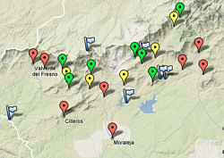 Todos los pueblos de Sierra de Gata, Cáceres, Extremadura, en Google Maps